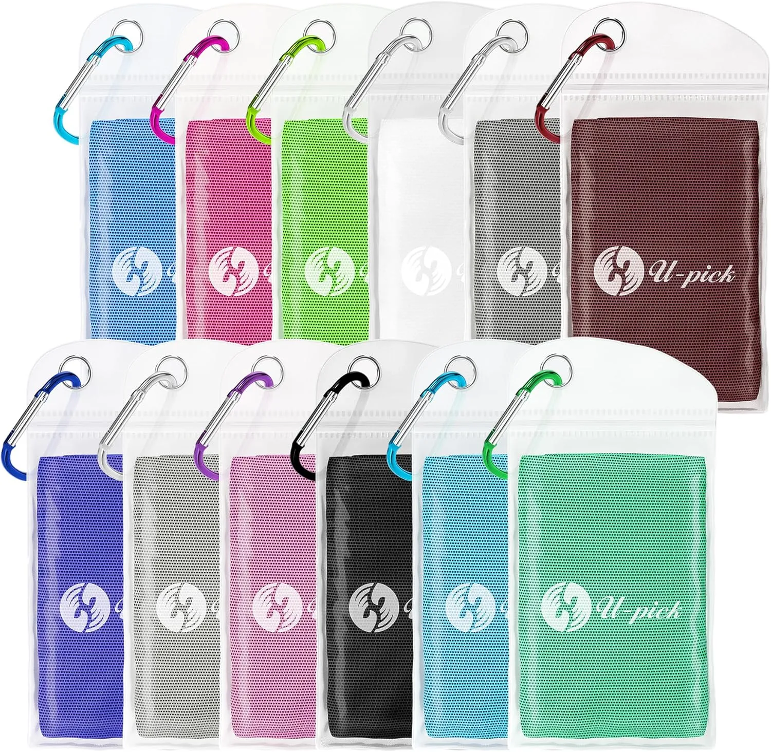U-pick Cooling Towels (40"x12"), Cooling Towel for Neck and Face, Stay Cool in Hot Weather, Breathable Chill Sweat Rags for Gym, Yoga, Workout, Sports, Beach, Camping, Travel - 12 Packs