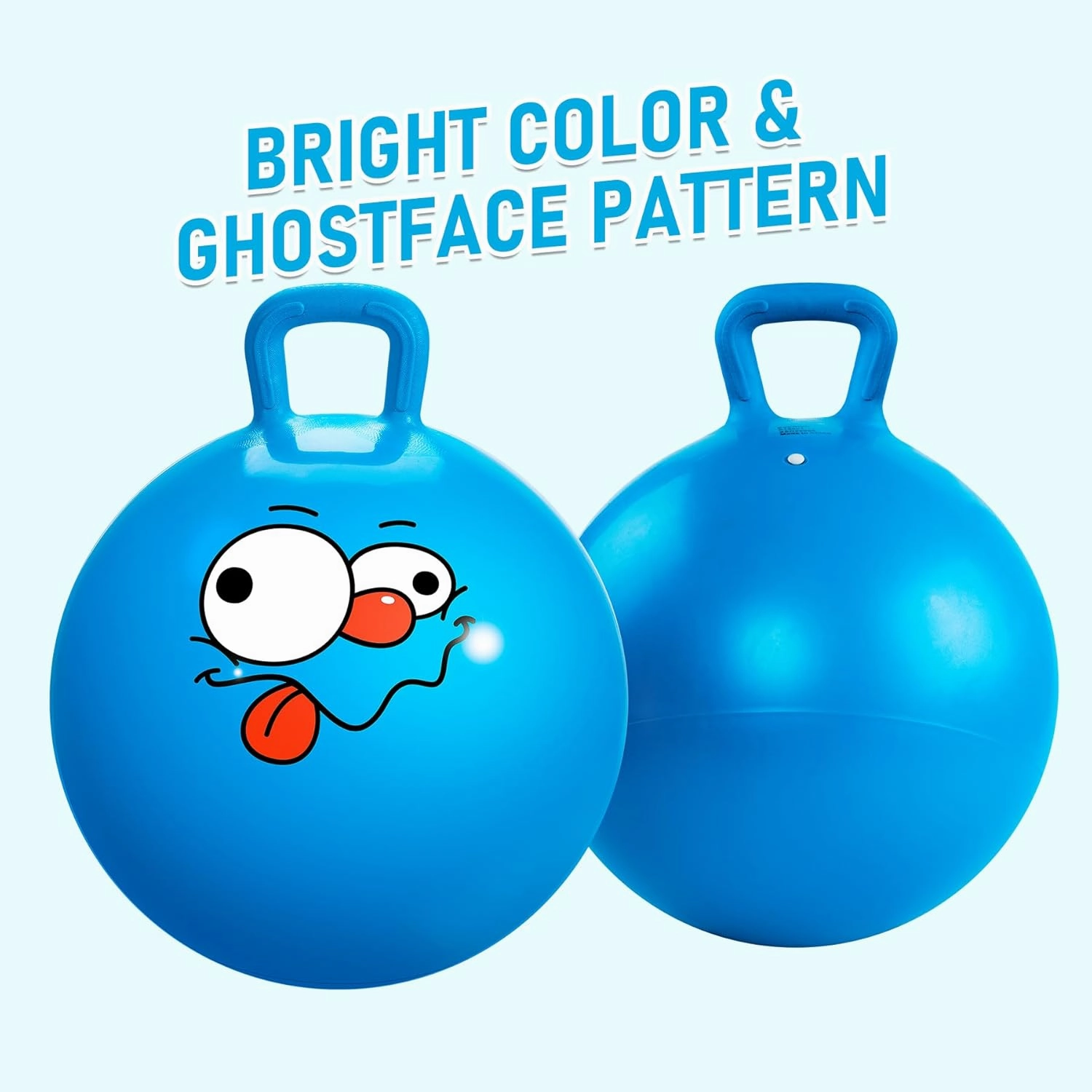 U&C Planet Hopper Ball 22 inches Bouncy Ball with Handle for Kids Age 7-12 Hoppity Hop Sit and Bounce Jumping Hopping Toy with Pump and Gift Box Great Gift for Birthday Christmas, Blue