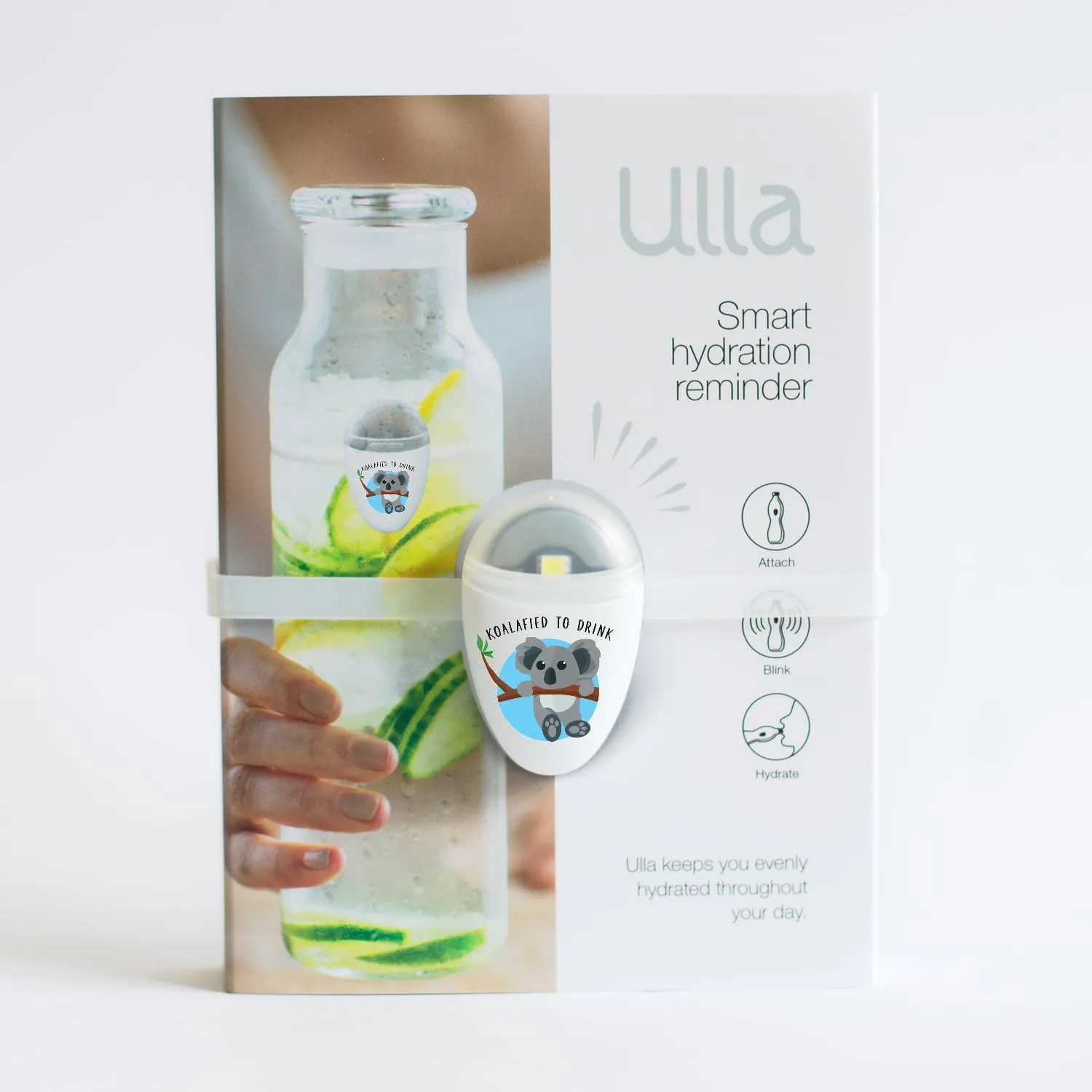 ULLA Drink Water Reminder, Smart Light for Water Bottle, Fits Most Bottles, Lights Up When Time to Drink, Hidrate Smart Water Bottle Reminder to Drink, Smart Hydration Reminder (Koalified)