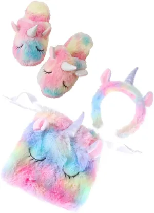 Unicorn Costume Accessory Set Slippers Headwear Bag Girls' Party Supplies