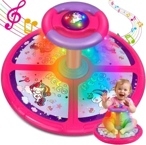 Unicorn Sit and Spin Toys for Toddlers 1 2 3 4 5 6 Years Old, Bigger Size, Christmas Birthday Gift for Kids Boys Girls with Music & LED Lights, 360°Spinning Seat Sensory Toys for 18M 