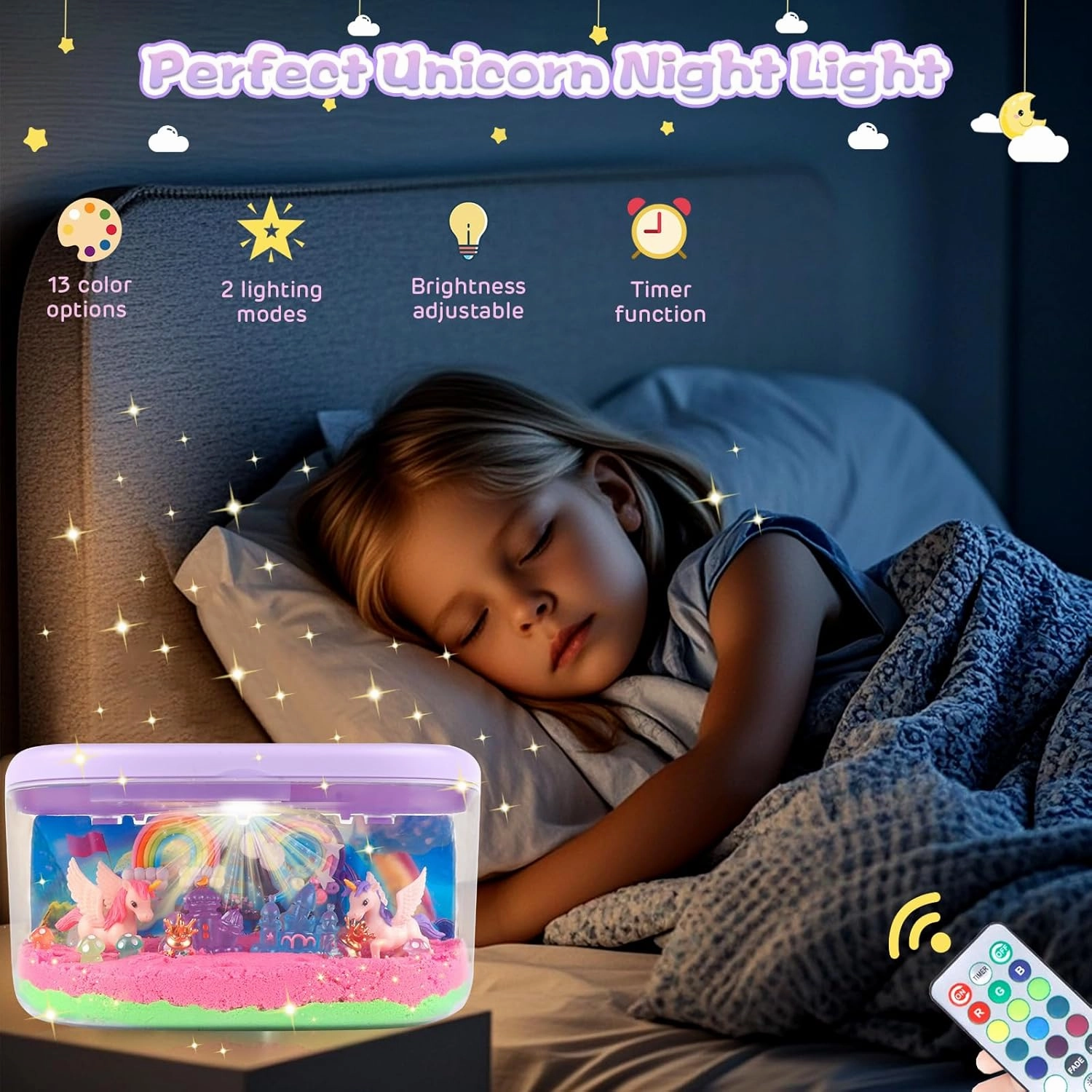 Unicorn Terrarium Light Up Kit for Girls - Birthday Gifts, Christmas Toy for Girls Age 4-5-6-7-8-11, DIY LED Night Light with Remote - Unicorn Creative Arts & Crafts Kit for 4-12 Year Old Kids