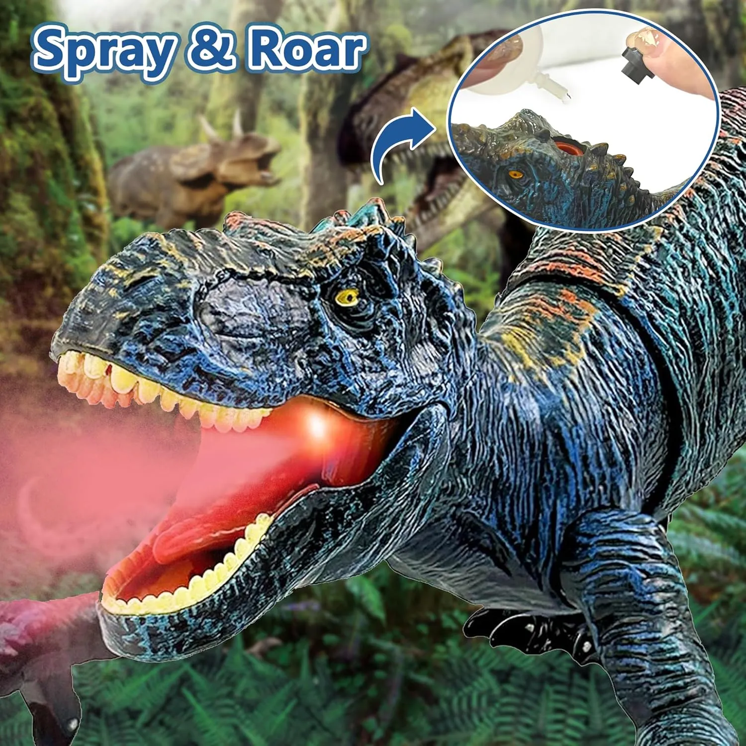 Upgraded Dinosaur Toys for Kids 3-5 5-7 Years Old, Remote Control Tyrannosaurus Rex with Light &Spray& Roar, Realistic RC Walking Dinosaur Toys for Kids 4 5 6 7 8 Stocking Stuffer
