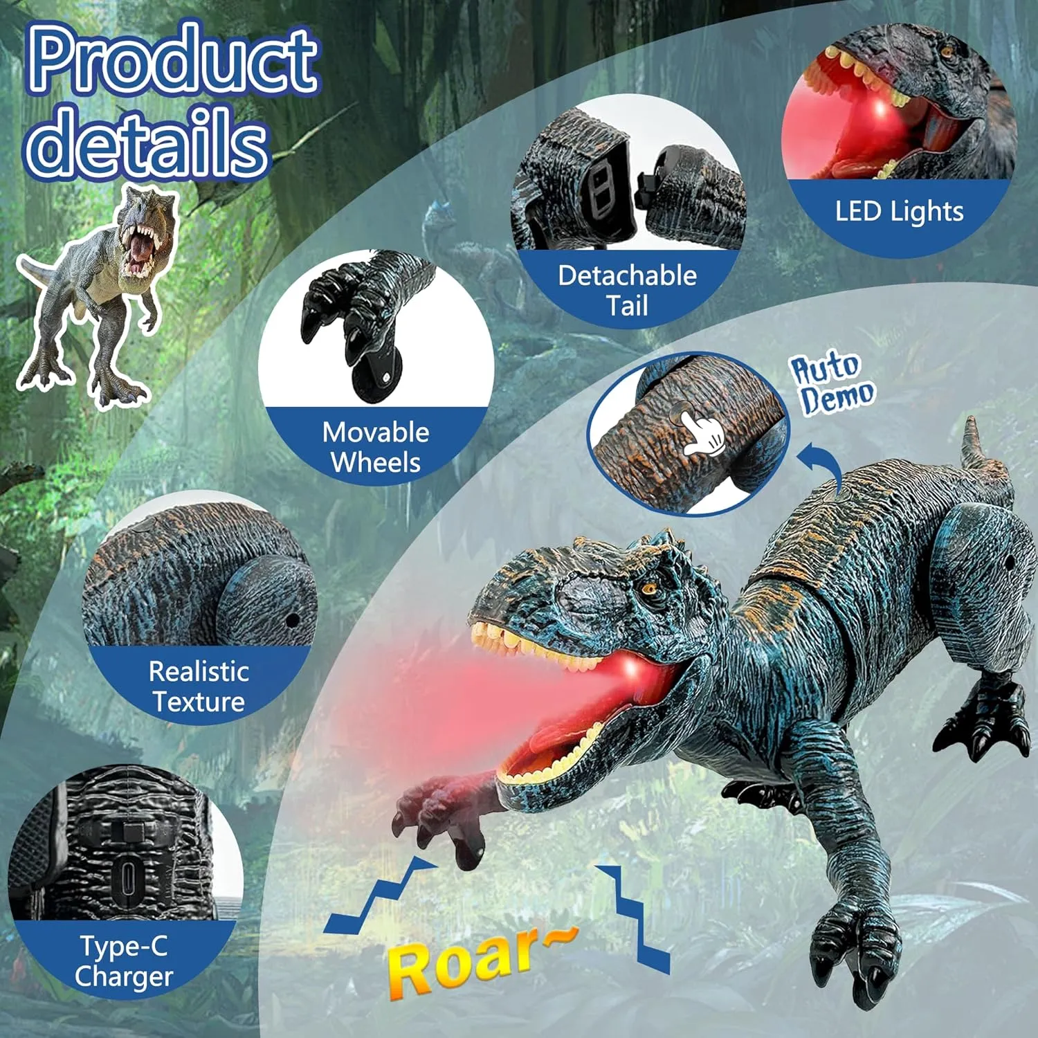 Upgraded Dinosaur Toys for Kids 3-5 5-7 Years Old, Remote Control Tyrannosaurus Rex with Light &Spray& Roar, Realistic RC Walking Dinosaur Toys for Kids 4 5 6 7 8 Stocking Stuffer