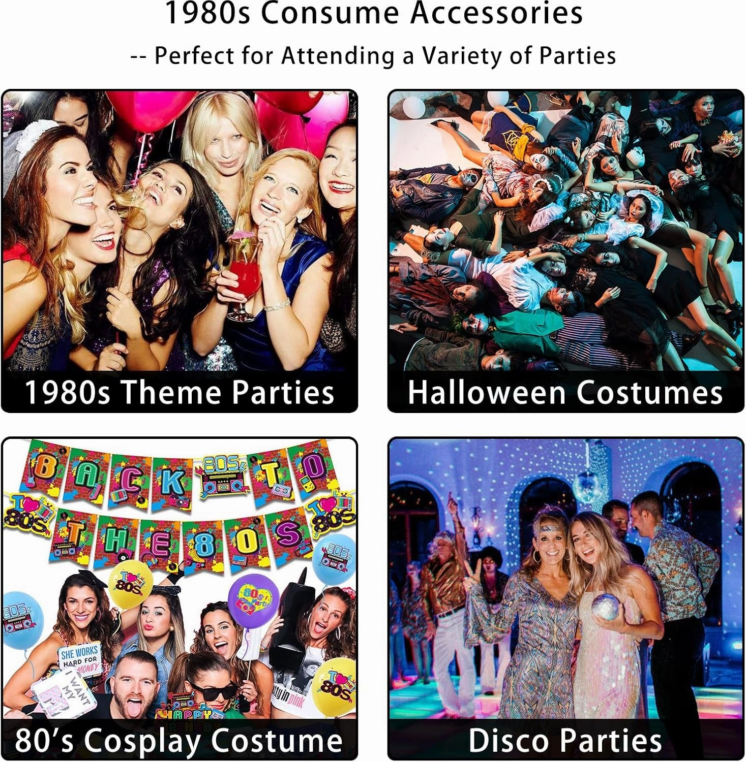 Upgraded 80s Outfit Costume for Women,80s Party Costume Accessory Sets with T-Shirt Tutu Skirt Waist Pack etc