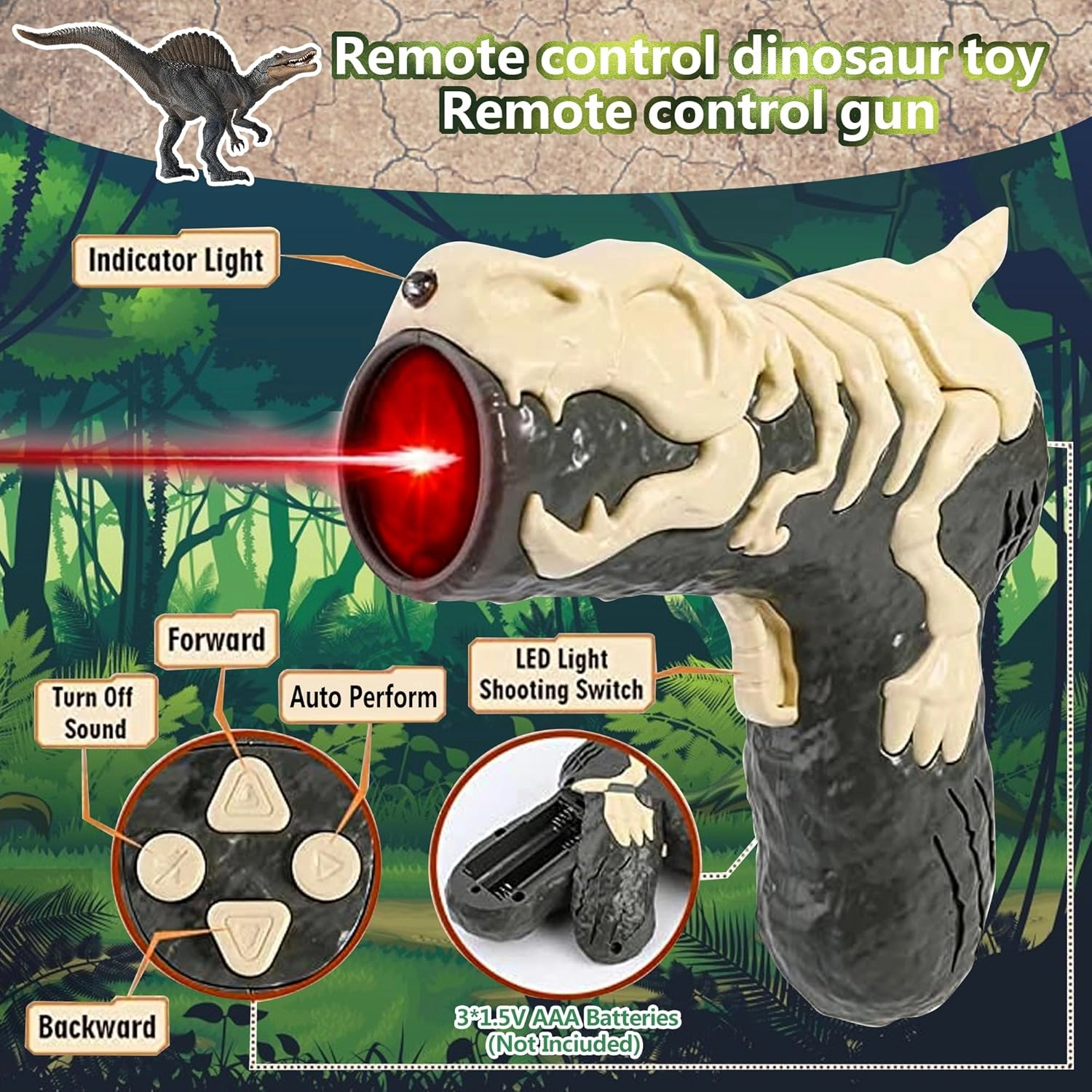 Upgraded Dinosaur Toys for Kids 3-5-7 Years Old, Remote Control Spinosaurus Toys with Indicator Light Chasing&Spray& Roar, Realistic RC Walking Dinosaur Robot Gifts Stocking Stuffers for Kids Boys