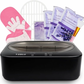 Upgraded Paraffin Wax Machine for Hand and Feet 4000ML, Teglu Paraffin Bath Moisturizing Kit with 3X 450g Paraffin Wax Refill for Hand and Foot Spa at Home, Paraffin Wax Warmer Black