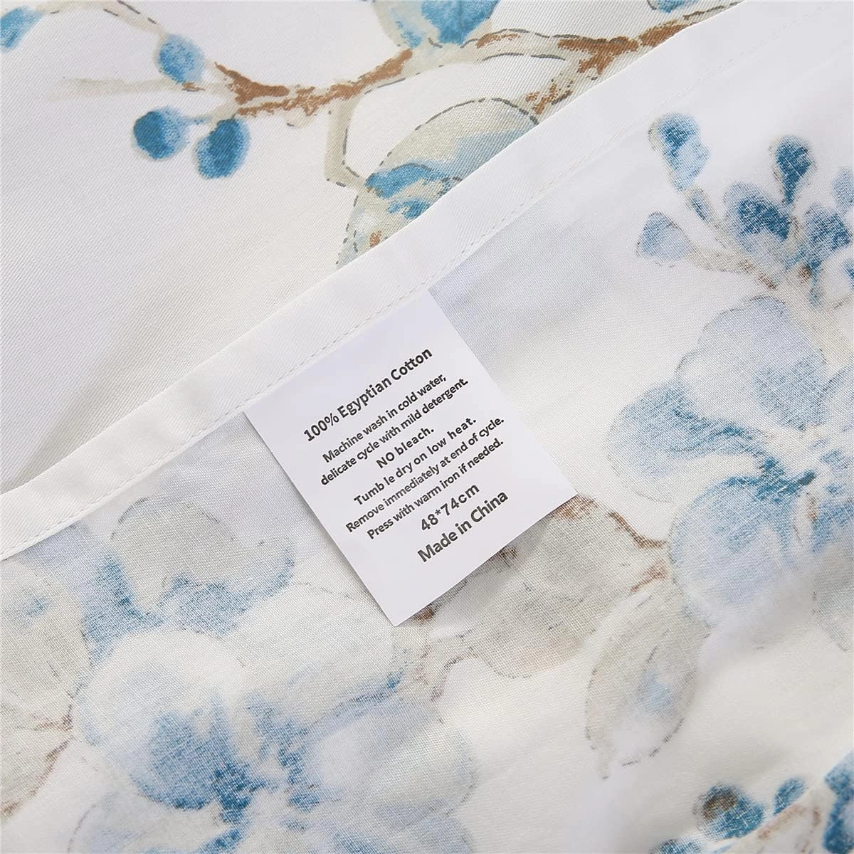 URBONUR 100% Cotton Pillowcases Set of 2 Standard Size Floral Printed Pillow Cases Soft Breathable Cooling Pillowcase Decorative Pillow Cover (Standard, 20x26 Inches, Blue Plum Blossom)