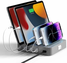 USB Charging Station - Charging Dock - 4-Port - Fast Charging Station for Multiple Devices - Docking Station - Smart Charging Station Dock - Multi Charging Station for Cell Phones and Tablets