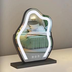 Vanity Mirror With Lights, Tabletop Makeup Mirror 360°Rotating Cosmetic Mirror With Light 3 Color, Desk Mirror With Led Vanity Make Up With Smart Touch Control, Gift For Teen Girl/Women (Black)(Black,