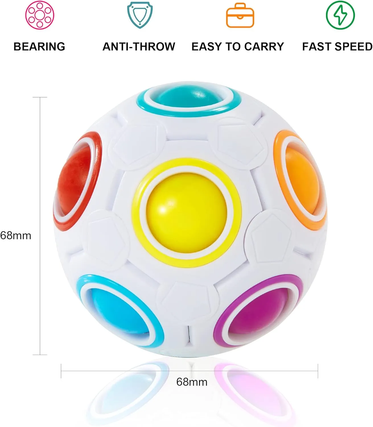 Vdealen Magic Rainbow Puzzle Ball, Fidget Ball Puzzle Brain Teaser Fidget Toy- Birthday Party Easter Valentines Christmas Stocking Stuffers for Kids Teen & Adults