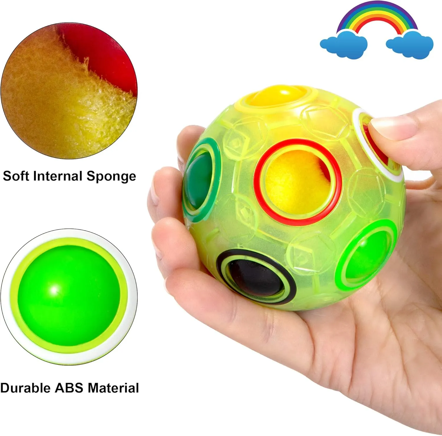 Vdealen Magic Rainbow Puzzle Ball, Fidget Ball Puzzle Brain Teaser Fidget Toy- Birthday Party Easter Valentines Christmas Stocking Stuffers for Kids Teen & Adults