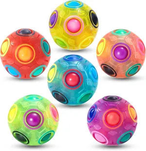 Vdealen Magic Rainbow Puzzle Ball, Fidget Ball Puzzle Brain Teaser Fidget Toy- Birthday Party Easter Valentines Day Christmas Stocking Stuffers for Kids Teen & Adults-6 Pack