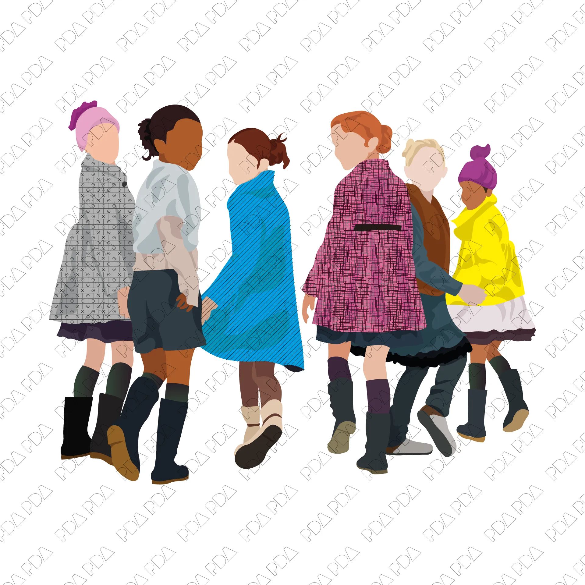 Vector Kids and Teenagers Set (25 Figures)