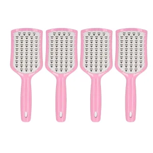 Vented Hair Brush Set of 4 | Curved Paddle Brush for Faster Blow Drying/Scalp Massage | Detangling Brush for Thick & Curly Hair | ABS Plastic with Ergonomic Handle