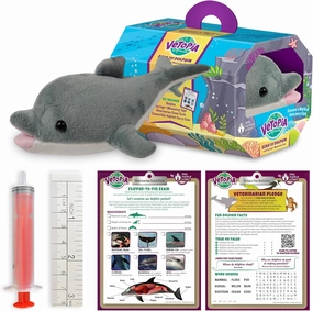 Vetopia Echo The Dolphin Interactive Animal Care Toy, Dolphin Figure, Syringe, Measuring Tape, Vet Exam Form, Habitat Carry Case, Pretend Play Toy, Ages 4 