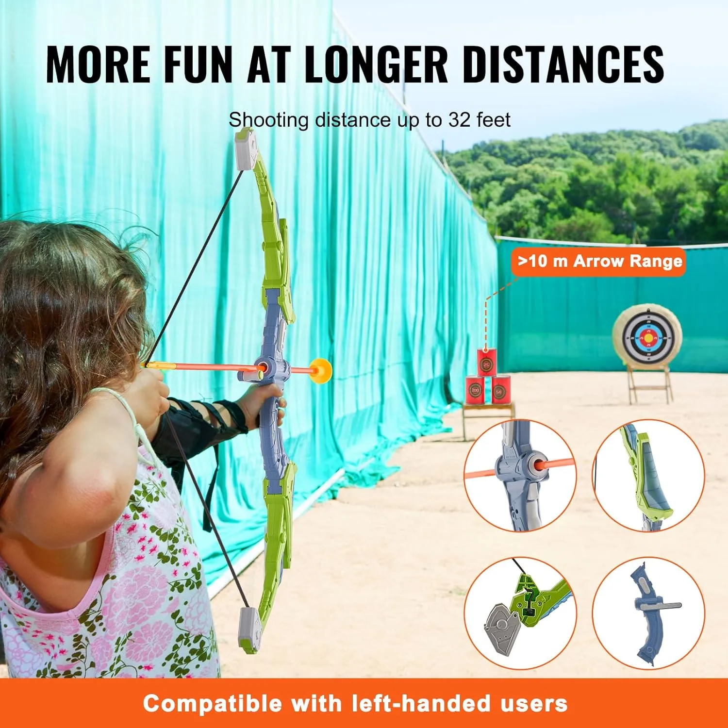 VEVOR Bow and Arrow Set for Kids, 2 Pack LED Light Up Archery Set with 20 Suction Cup Arrows, Indoor Outdoor Toy for Boys Girls Age 4-8 8-12 with Standing Target & 2 Guns, Ideal Gift for Kids
