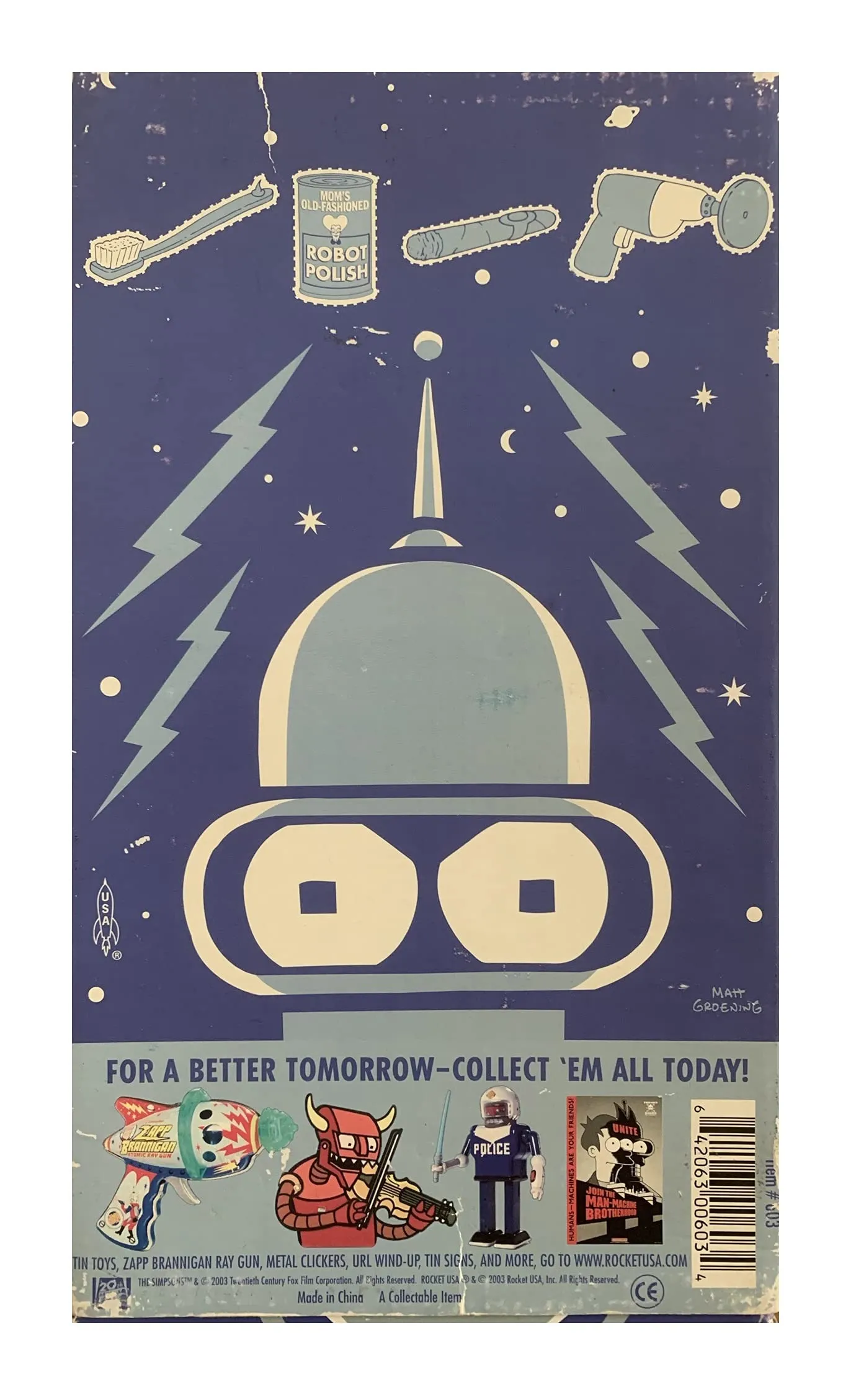 Vintage 2003 The Official Futurama Bright N Shiny Bender Robot Wind Up Action Toy - Shop Stock Room Find