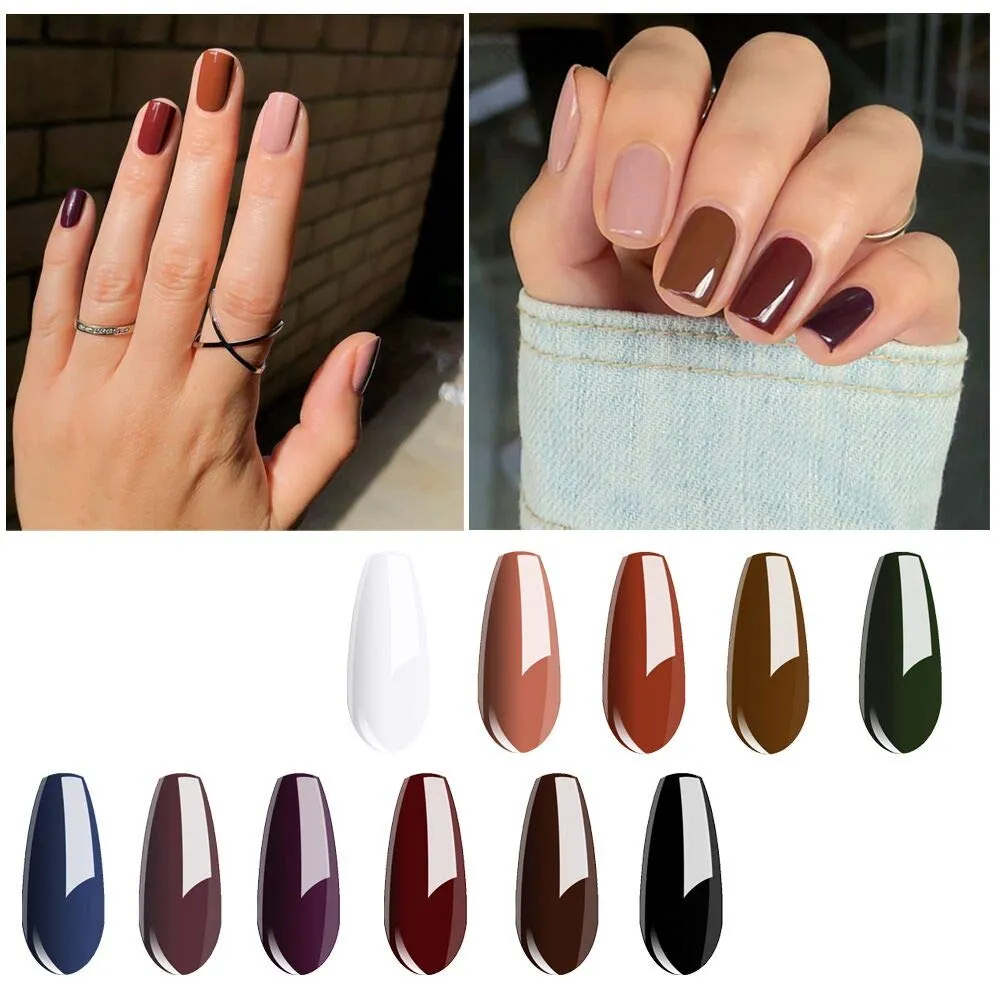 Vishine Fall-Winter Gel Nail Polish Kit 11 Colors Classic Series with Matt Top Coat, 8ml Each Manicure Gift Set