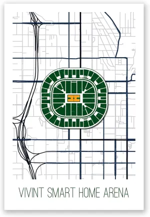 Vivint Smart Home Arena Map Art Printed on a 16x24 Poster. Comes Ready to pin to Your Wall in Minutes. Perfect for The Traveler in Your Life.