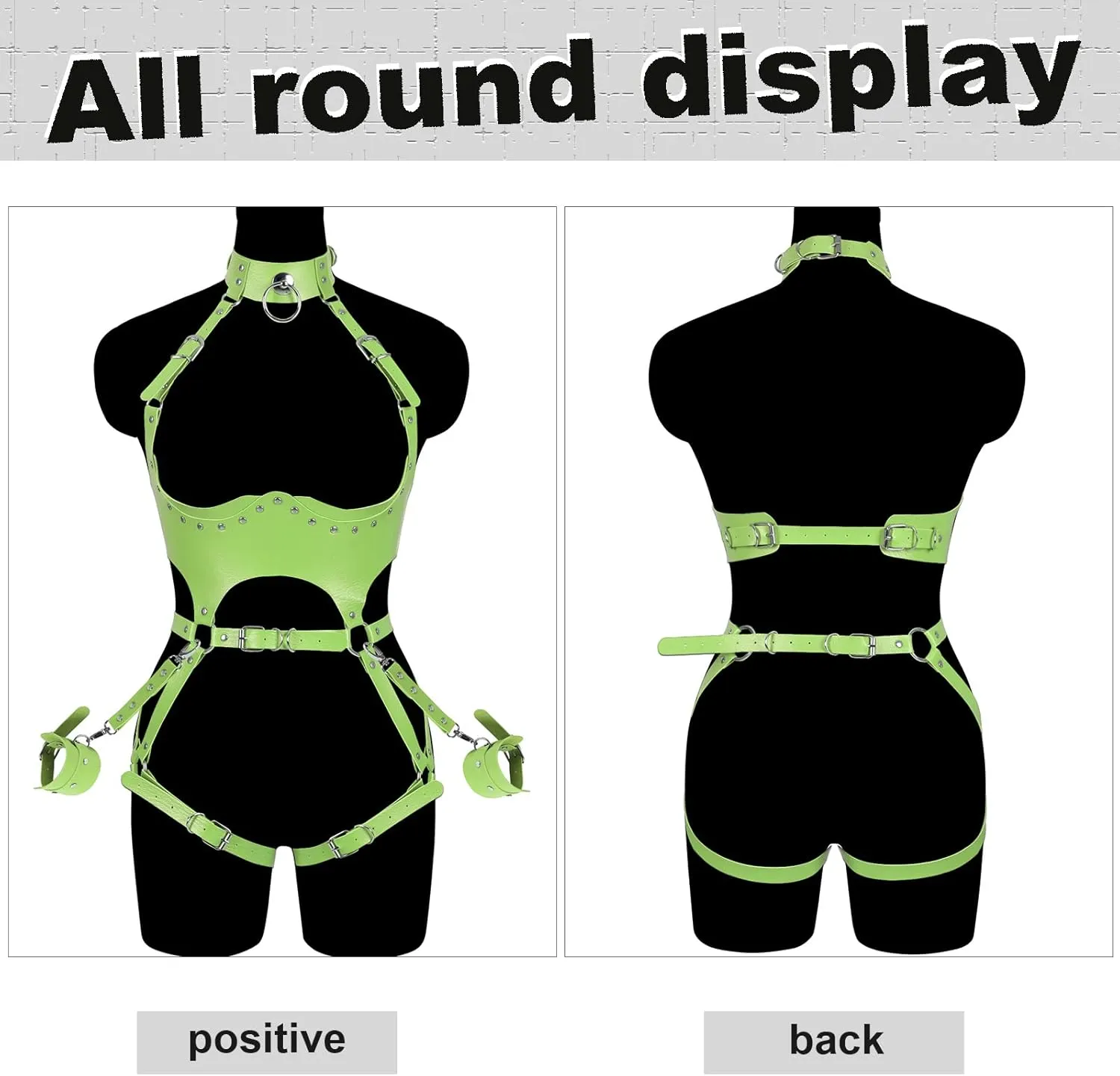 Waist Garter belt Punk Full body harness for women Photography Dance Rock Halloween Leather cage Chest strap set