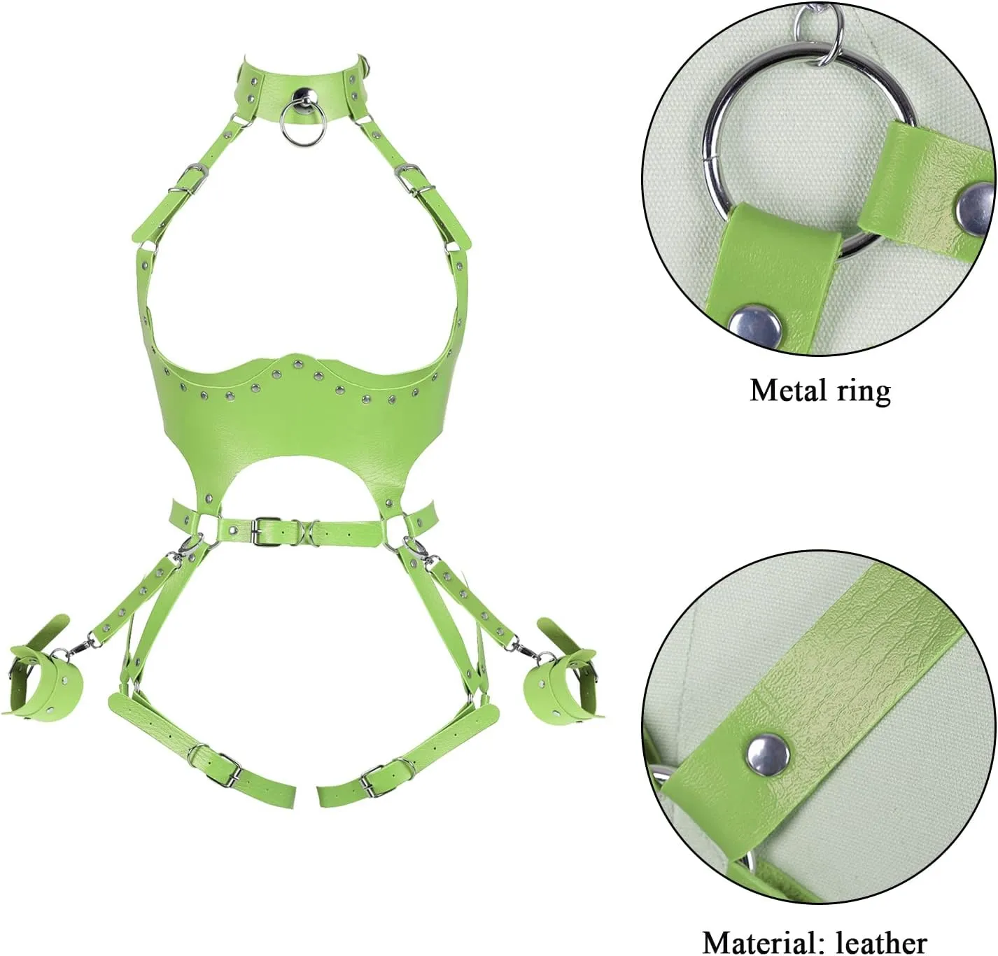Waist Garter belt Punk Full body harness for women Photography Dance Rock Halloween Leather cage Chest strap set
