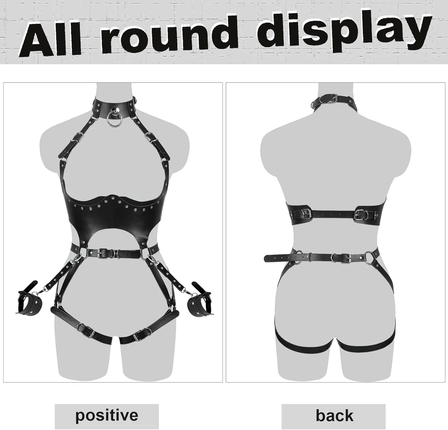 Waist Garter belt Punk Full body harness for women Photography Dance Rock Halloween Leather cage Chest strap set