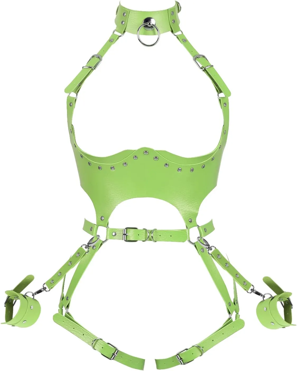 Waist Garter belt Punk Full body harness for women Photography Dance Rock Halloween Leather cage Chest strap set