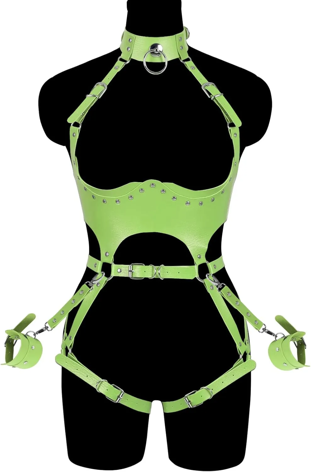 Waist Garter belt Punk Full body harness for women Photography Dance Rock Halloween Leather cage Chest strap set
