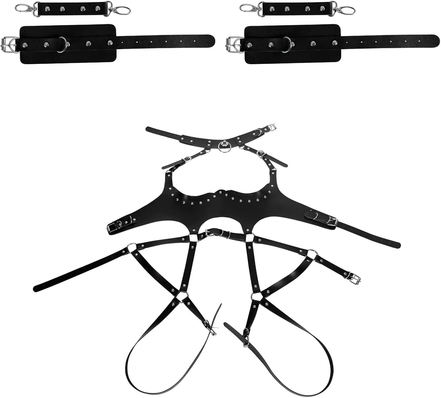 Waist Garter belt Punk Full body harness for women Photography Dance Rock Halloween Leather cage Chest strap set