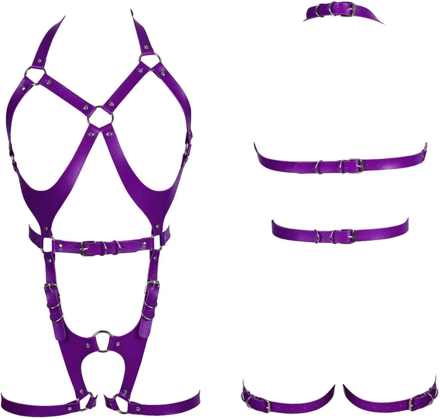 Waist garter belt set Punk Full body harness for women Photography Dance Rock Leather cage Chest strap Halloween