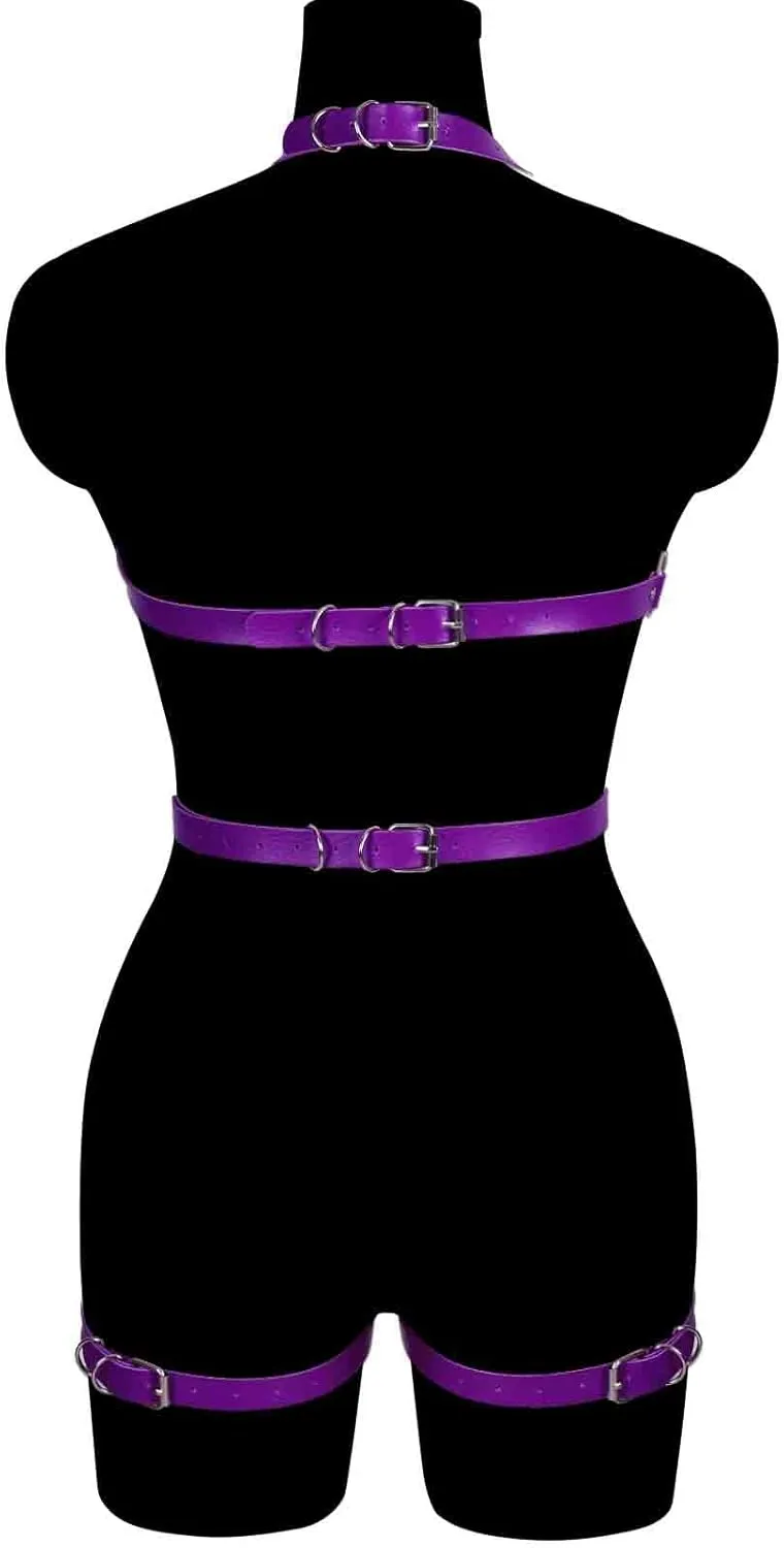 Waist garter belt set Punk Full body harness for women Photography Dance Rock Leather cage Chest strap Halloween