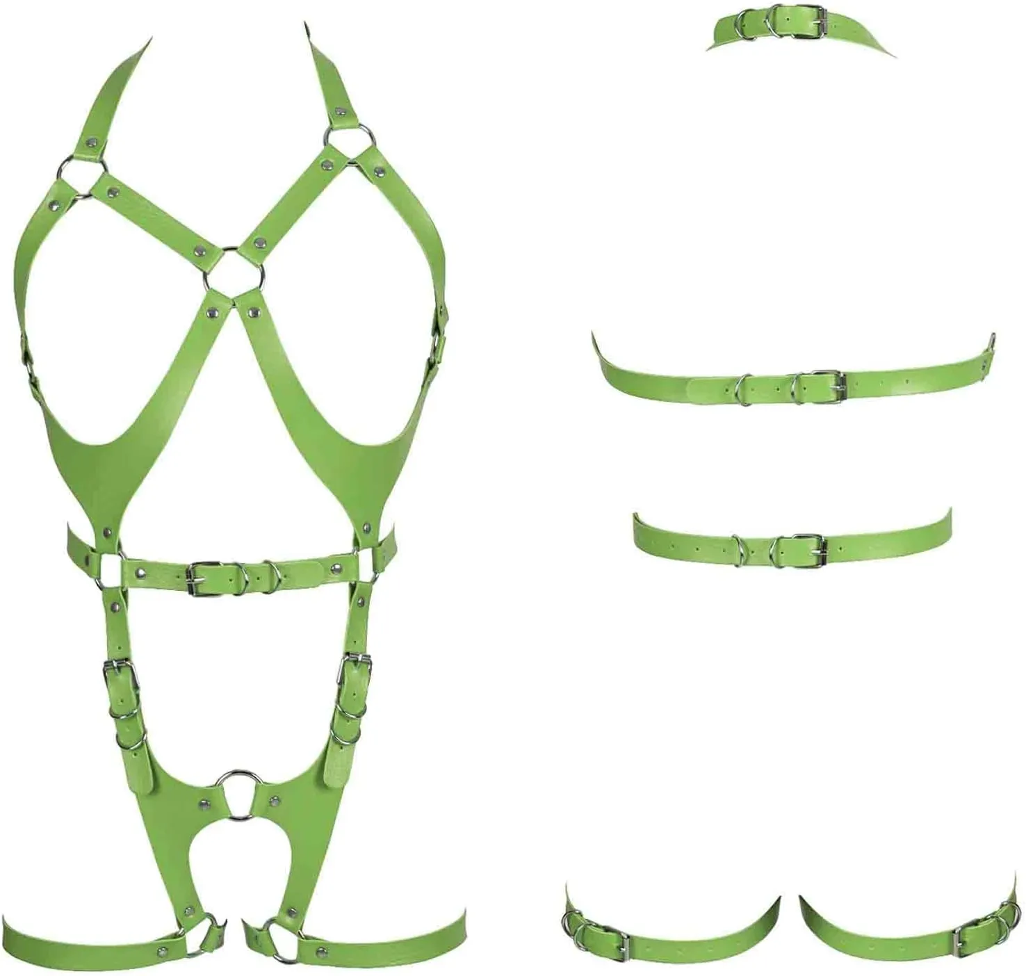 Waist garter belt set Punk Full body harness for women Photography Dance Rock Leather cage Chest strap Halloween
