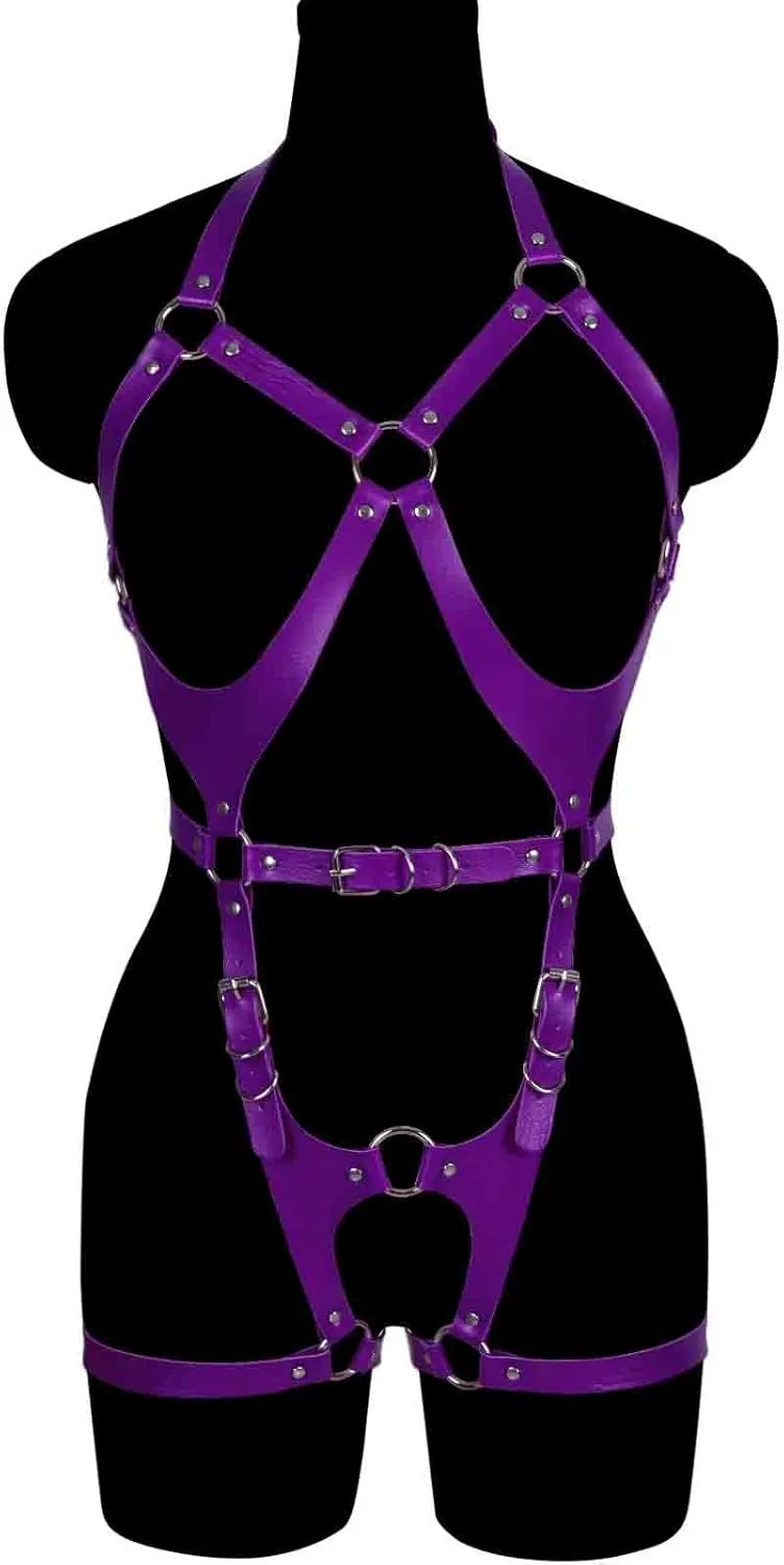 Waist garter belt set Punk Full body harness for women Photography Dance Rock Leather cage Chest strap Halloween