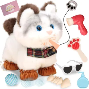 Walking Cat Toys for Kids with Leash, Plush Toy Cat That Walks and Meows, Interactive Cat Toy for Kids Aged 3-7, Best Birthday, Children's Day for Girls and Boys