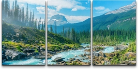 wall26 Canvas Print Wall Art Set Colorado Mountain Range Forest River Rapid Nature Wilderness Photography Realism Landscape Colorful Decorative for Living Room, Bedroom, Office - 24"x36"x3 Panels