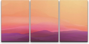 wall26 Canvas Print Wall Art Set Pink & Orange Sunset Mountain Range Nature Wilderness Photography Realism Rustic Scenic Colorful Multicolor for Living Room, Bedroom, Office - 16"x24"x3