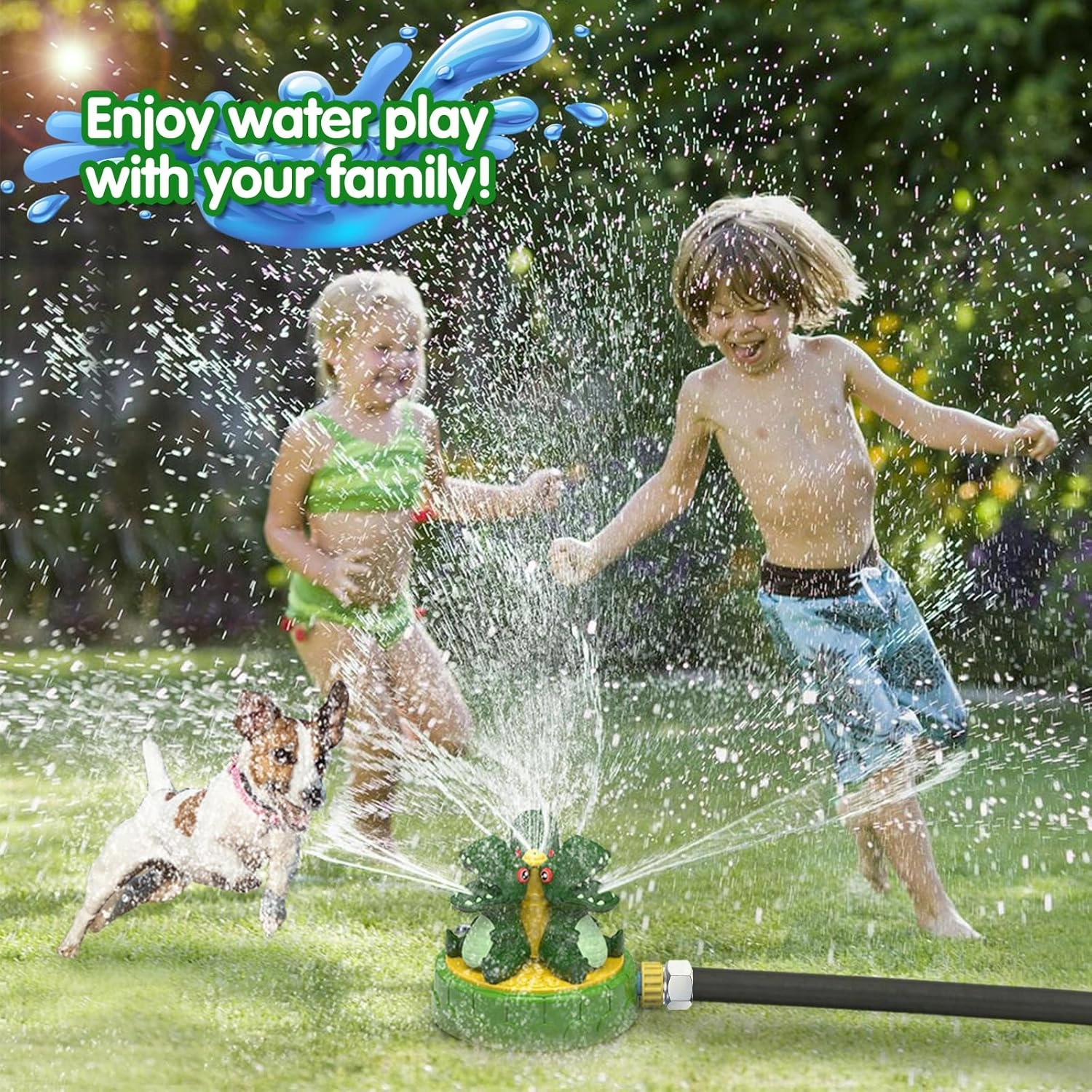 Water Sprinkler for Kids Outdoor Play 8-12, Dinosaur Spray Water Toys Attached to Garden Hose for Summer Splashing Fun for Backyard, Water Play Sprinklers Toy for Kids Age 3-5 4-8 for Outside
