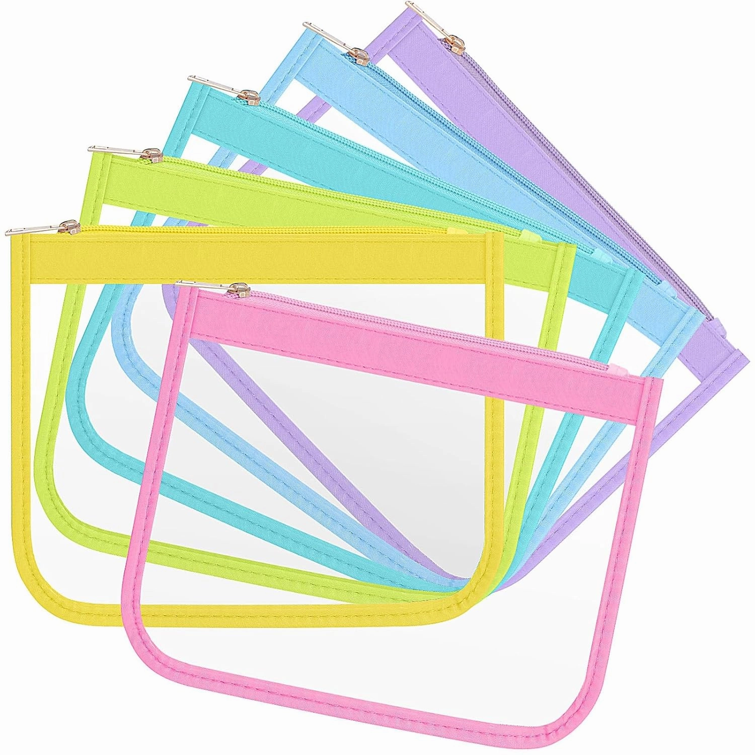 Weewooday 6 Pcs Clear Zipper Pouches DIY Chenille Letter Bag Nylon Cosmetic Bag Waterproof Portable Clear Travel Toiletry Bag Travel Bags for Women