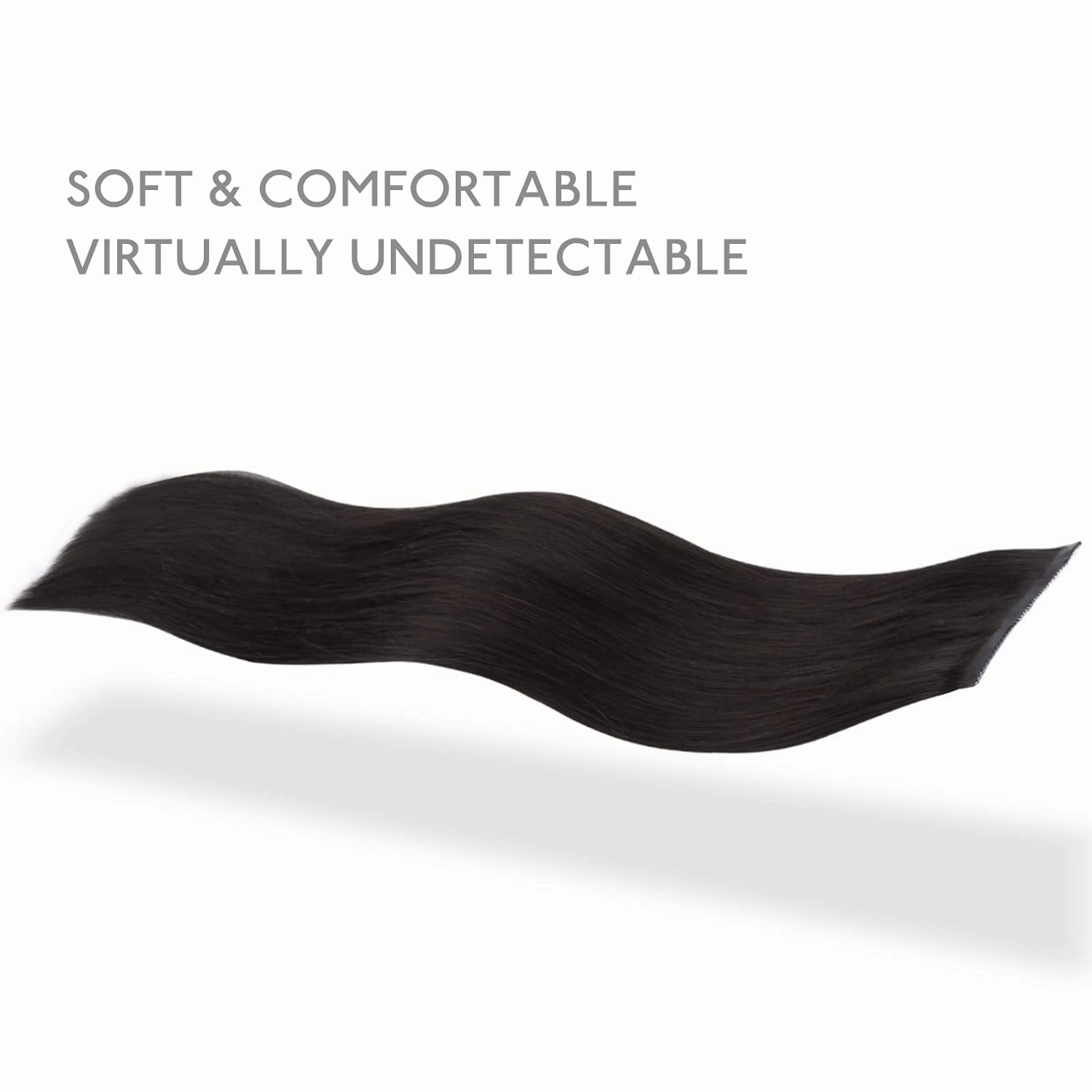 WENNALIFE Genius Seamless Clip-in Hair Extensions - 7pcs Ultra Invisible, 50% Thinner, Natural Black Real Human Hair