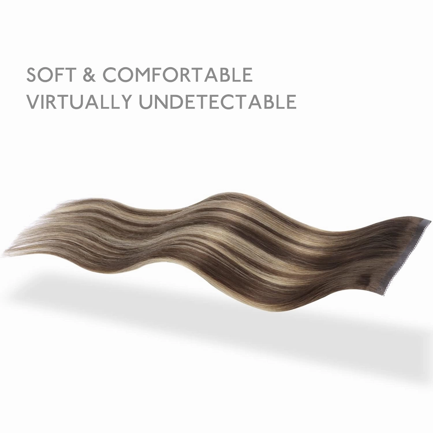 WENNALIFE Genius Seamless Clip in Hair Extensions Human Hair 7pcs Ultra Invisible 50% Thinner Seamless Hair Extensions Clip In Balayage Chocolate Brown to Honey Blonde Real Human Hair