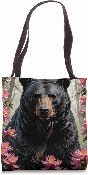 West Virginian Bear and Rhododendrons Tote Bag