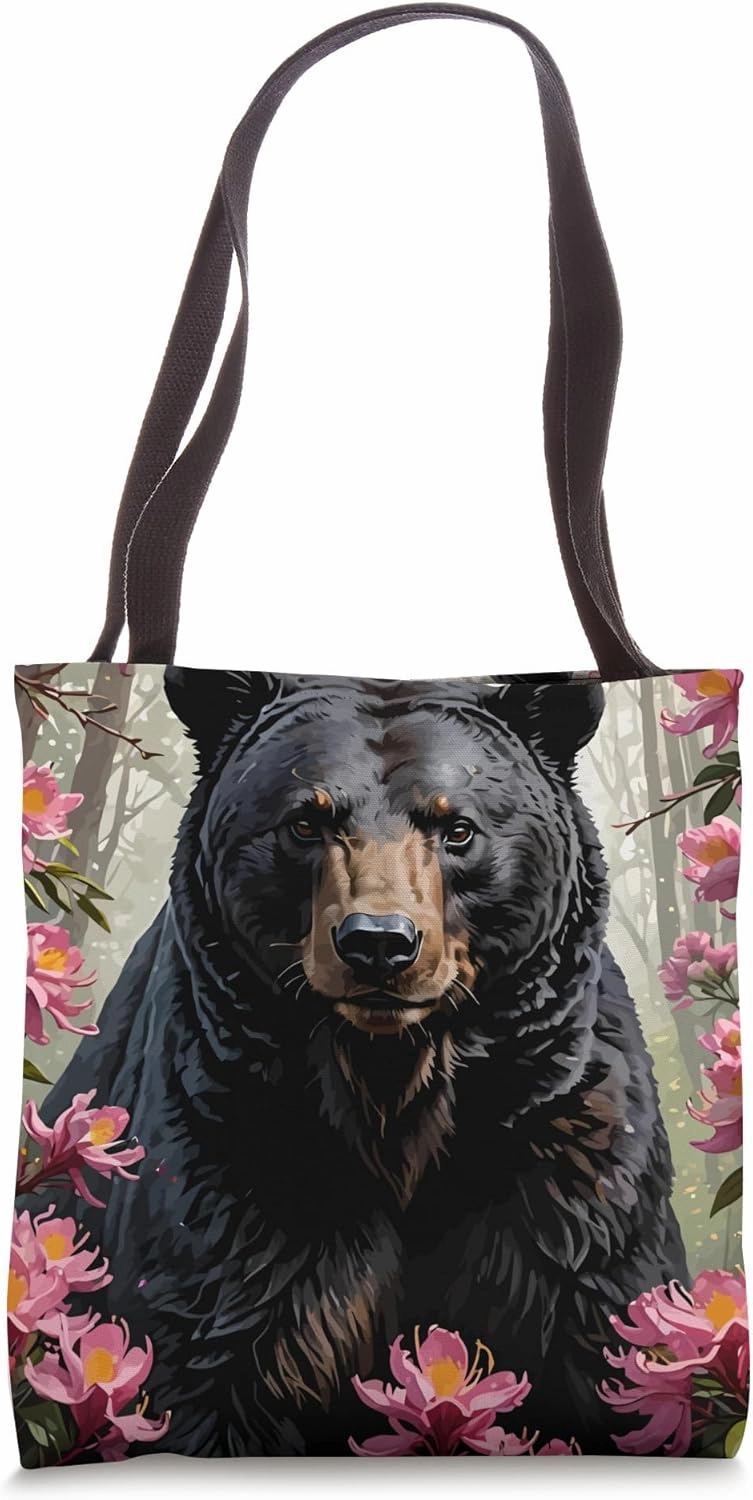 West Virginian Bear and Rhododendrons Tote Bag
