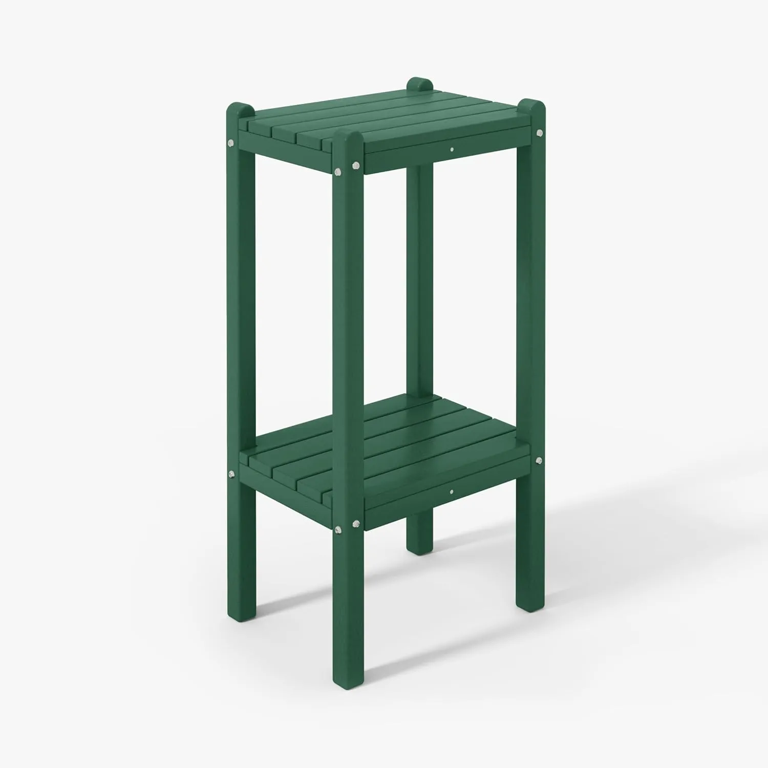 WestinTrends Malibu 36" Outdoor Adirondack HDPE 2-Tier Patio Side Table, Dark Green
