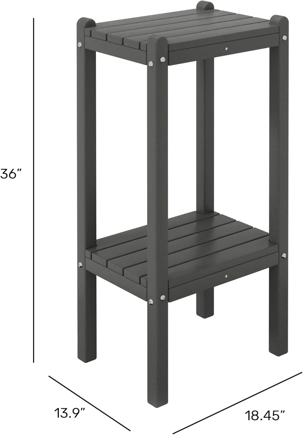 WestinTrends Malibu 36" Outdoor Adirondack HDPE 2-Tier Patio Side Table, Dark Green