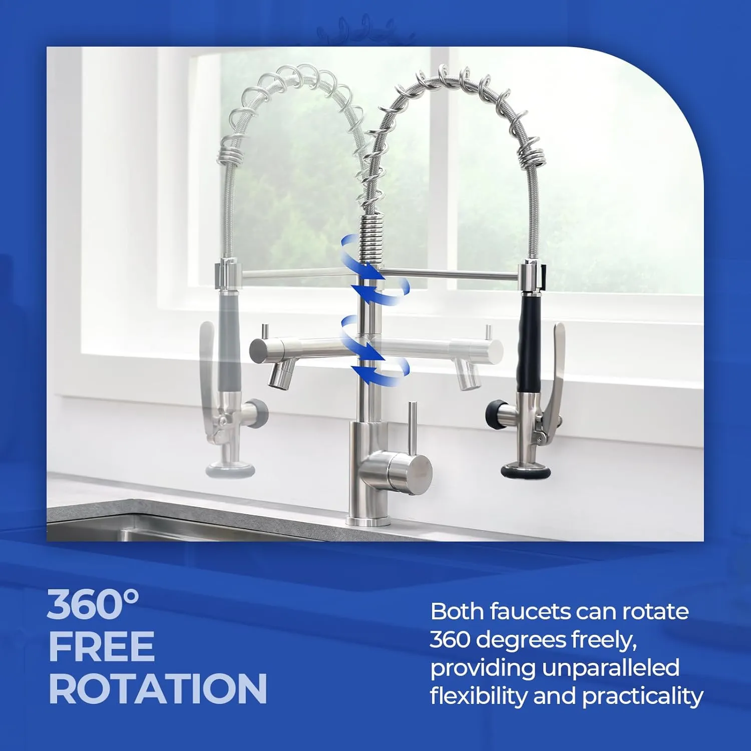 WEWE Kitchen Faucet with Pull Down Sprayer, Kitchen Sink Faucet with Pot Filler Single Handle Commercial High Arc Stainless Steel Brushed Nickel for Bar Laundry RV Utility Sink
