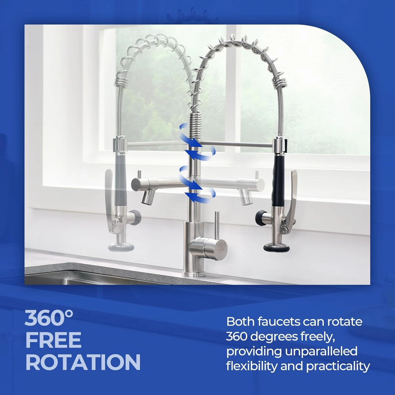 WEWE Kitchen Faucet with Pull Down Sprayer, Kitchen Sink Faucet with Pot Filler Single Handle Commercial High Arc Stainless Steel Brushed Nickel for Bar Laundry RV Utility Sink