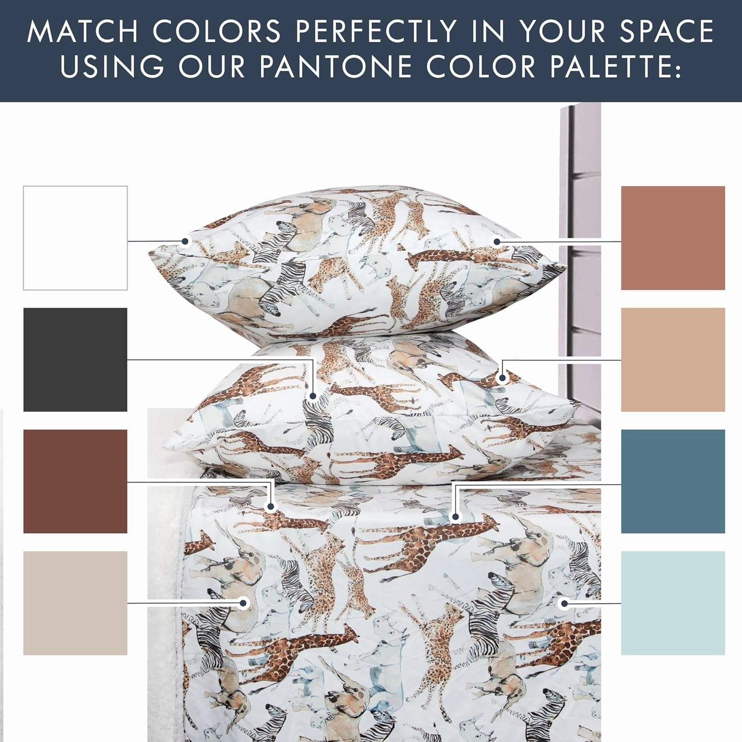 Where The Polka Dots Roam Safari Animals Full Bedsheet Set for Kids - Jungle Adventure Bedding for Explorers, Includes Fitted Sheet, Flat Sheet and Pillowcases - Wildlife Wonders Decor for Boys Room