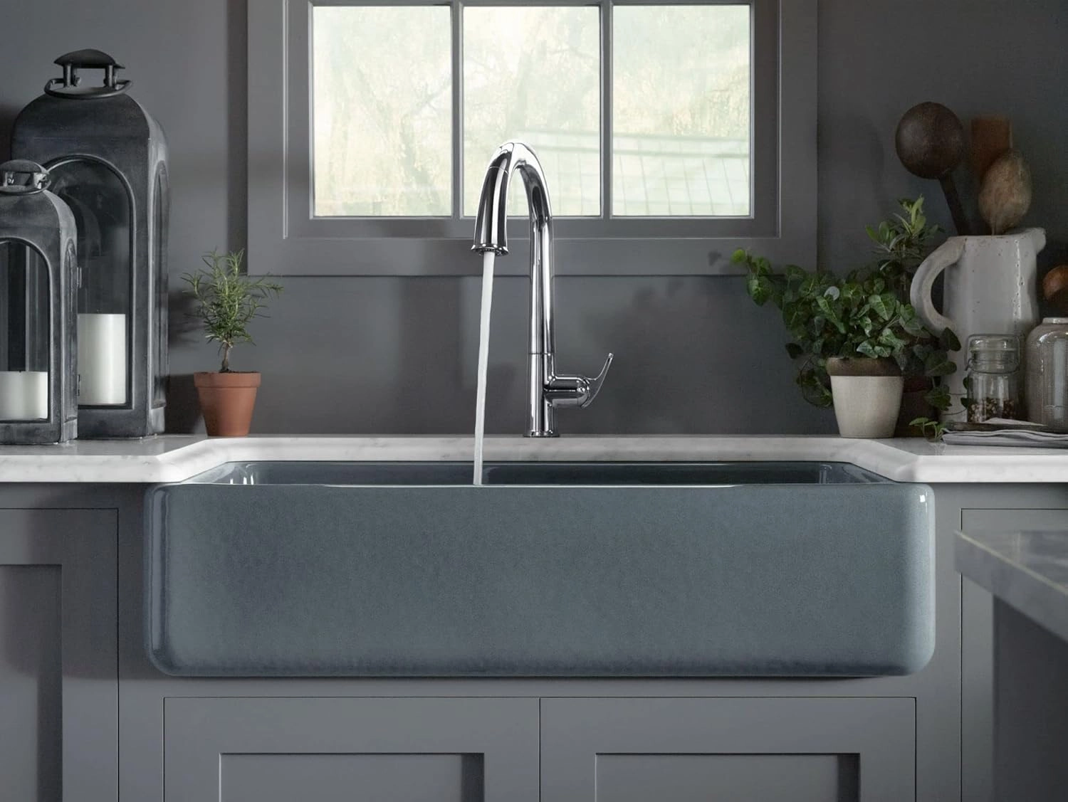 Whitehaven Smart Divide 35-3/4 in. Undermount Double-Bowl Farmhouse Kitchen Sink
