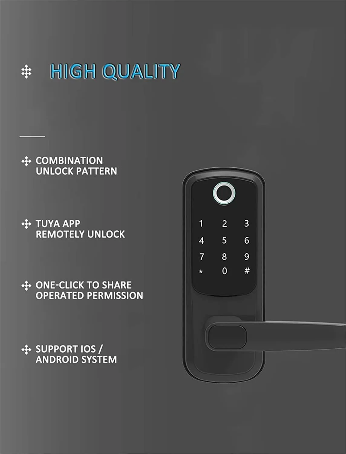 WiFi Smart Door Lock Fingerprint APP Password IC Card Key Unlock for Home Office Apartment Tenant(Color:Silver)